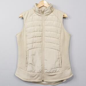 Tek Gear Quilted Vest Size L Beige Fleece Minimalist Athleisure Layering‎ Jacket